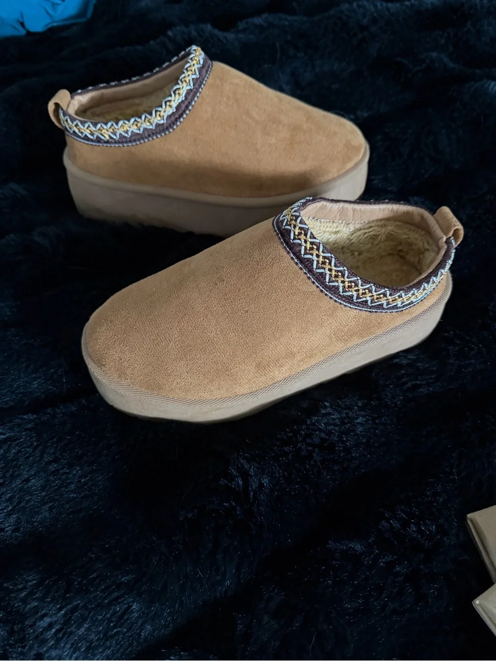 Women’s Suede Platform Slip-On Shoes in Chestnut Brown
